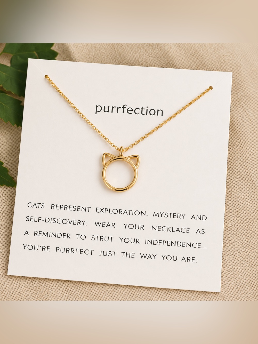 Gold-Tone Cat Necklace | Cat Lover Gift | 18” Fashion Jewelry | NWT
